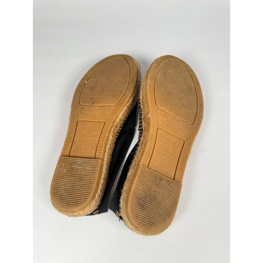 Viscata‎ Barcelona Black Canvas Espadrille Flats Slip On Shoes Spain Women 38